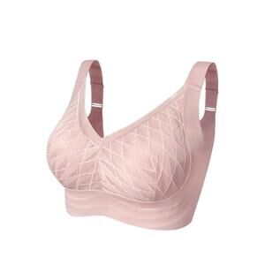 LEYSHE Size Medium M Wireless Support Bra Seamless Comfort Push Up Pink NWT